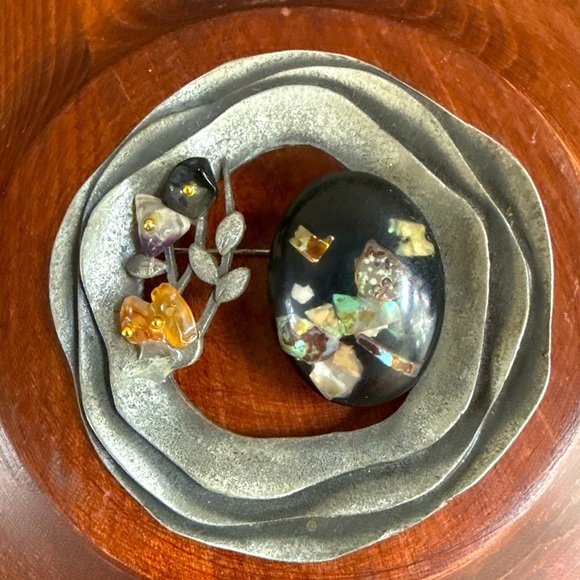 Vintage handcrafted Lucite brutalist brooch Can Be Pendant Retro Charm - Picture 1 of 10
